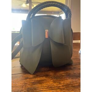 Crossii Olive Green Bow Satchel Handbag Crossbody Braided Handle Gold Hardware